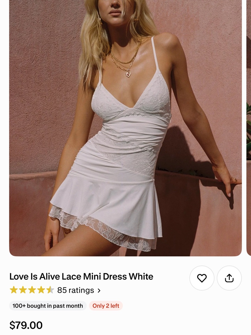 Princess Polly White Lace V-Neck Mini Dress
